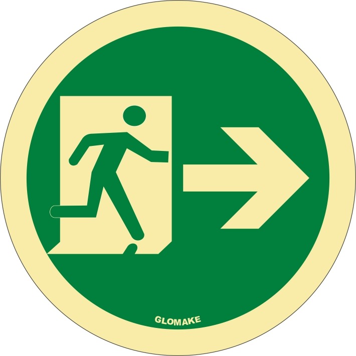 EMERGENCY EXIT (RUNNING MAN, RIGHT ARROW) 
(GR 08)